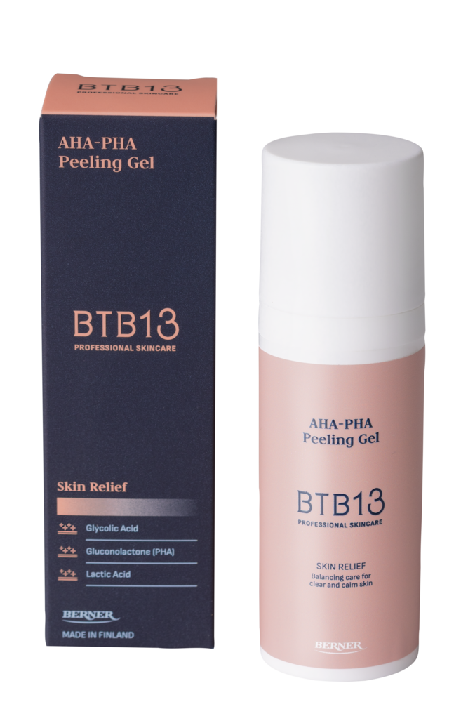BTB13 Skin Relief AHA-PHA Peeling Gel 50 ml – tuotepakkaus
