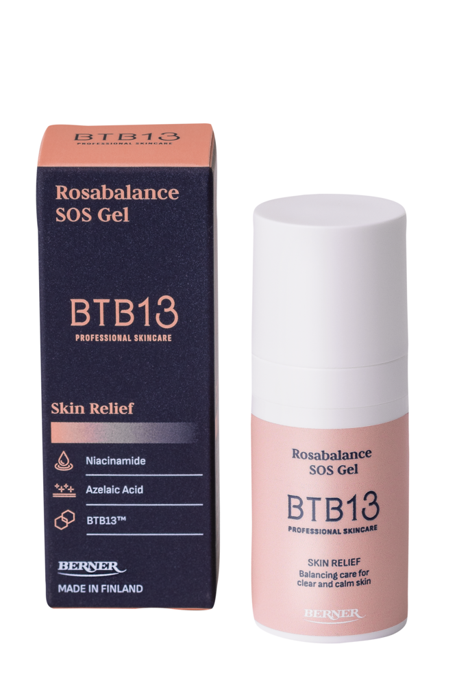 BTB13 Skin Relief Rosabalance SOS Gel 15 ml – tuotepakkaus